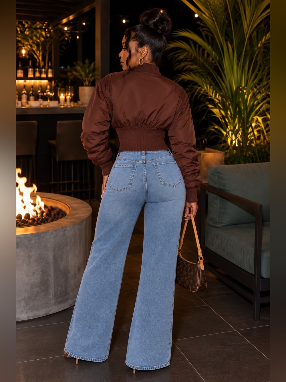 Brown Baddie Crop Jacket - Picture 3 of 11